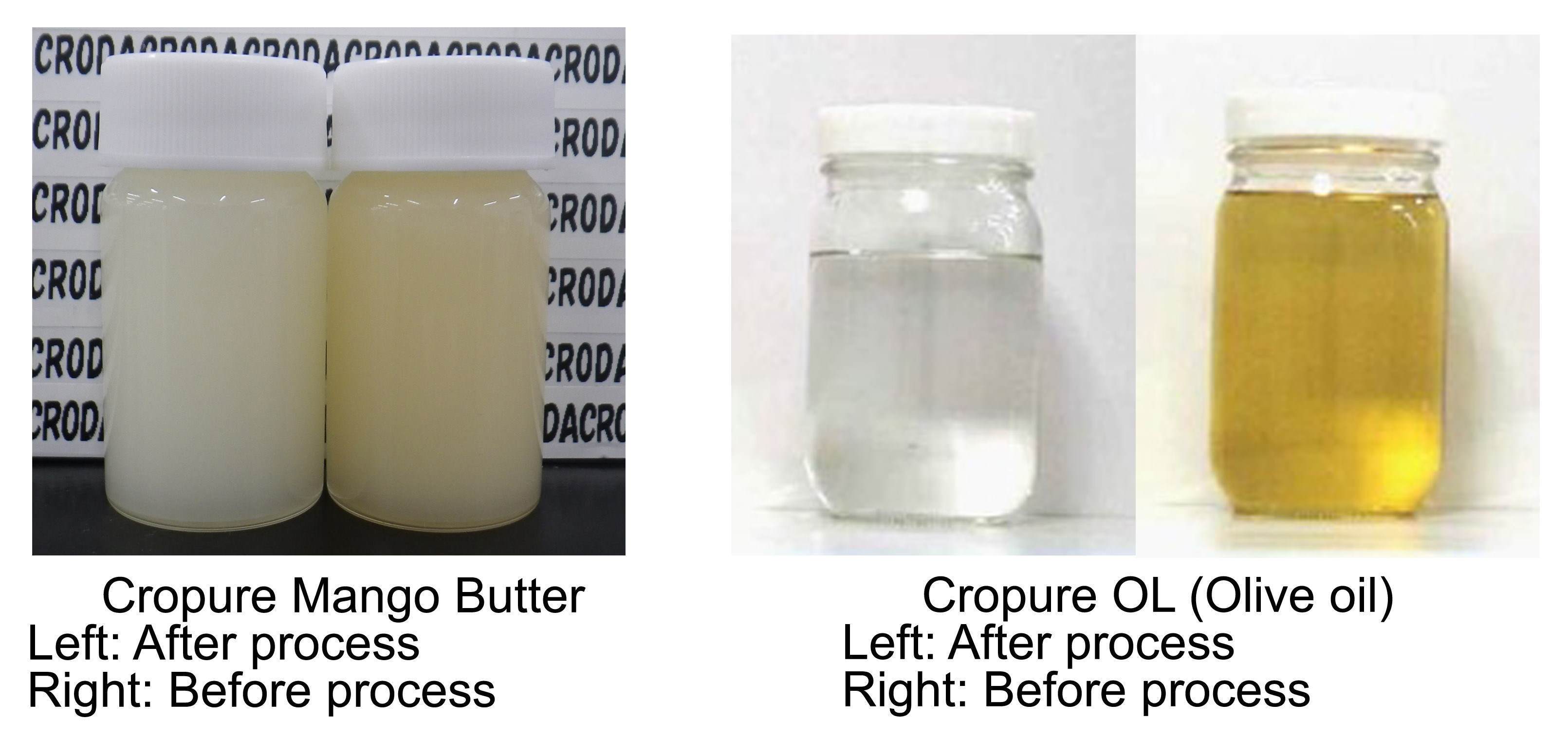 Croda的超精炼工艺的视觉表现，以改善高纯度天然油的外观